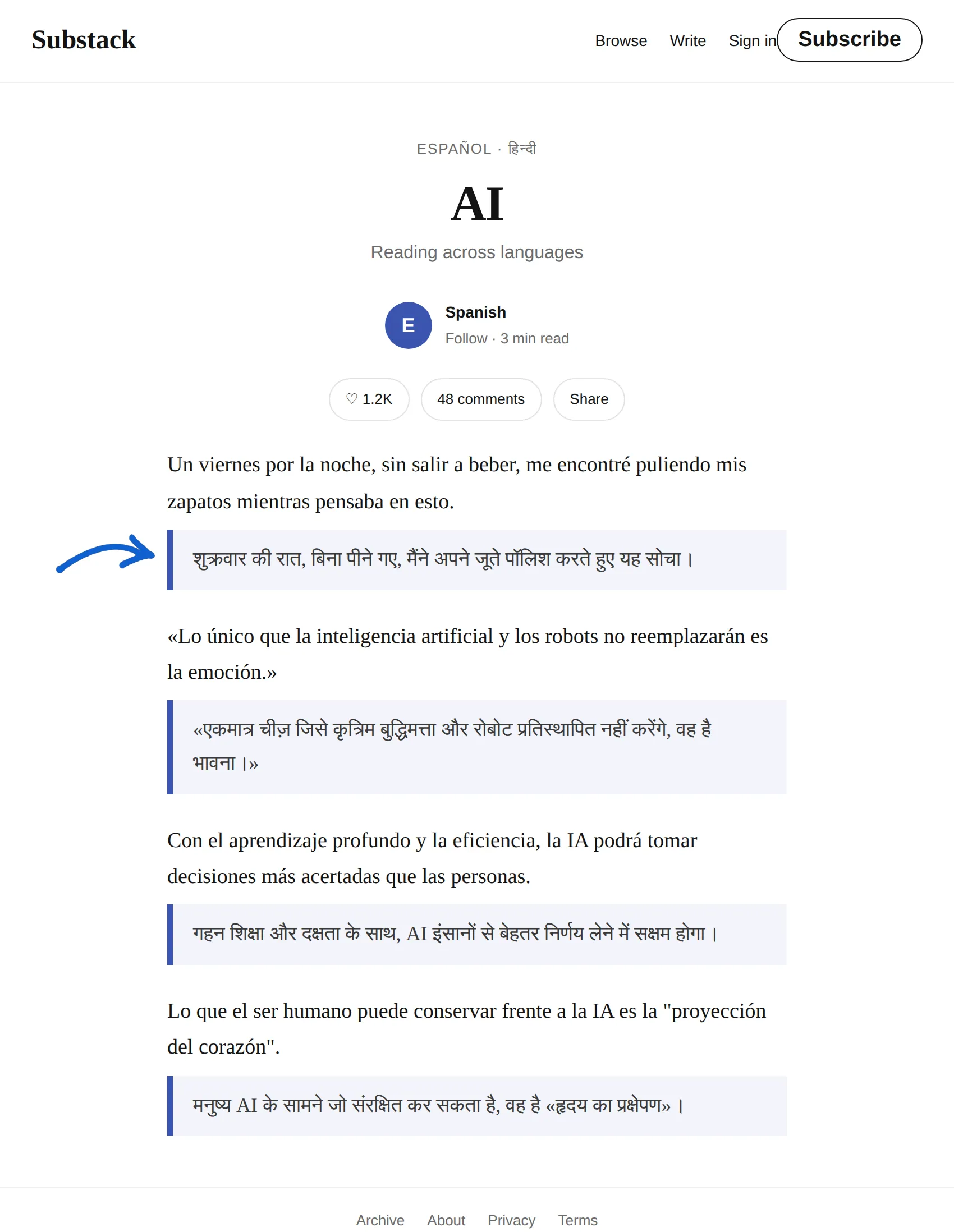 Spanish newsletter translated to Hindi with BothLang