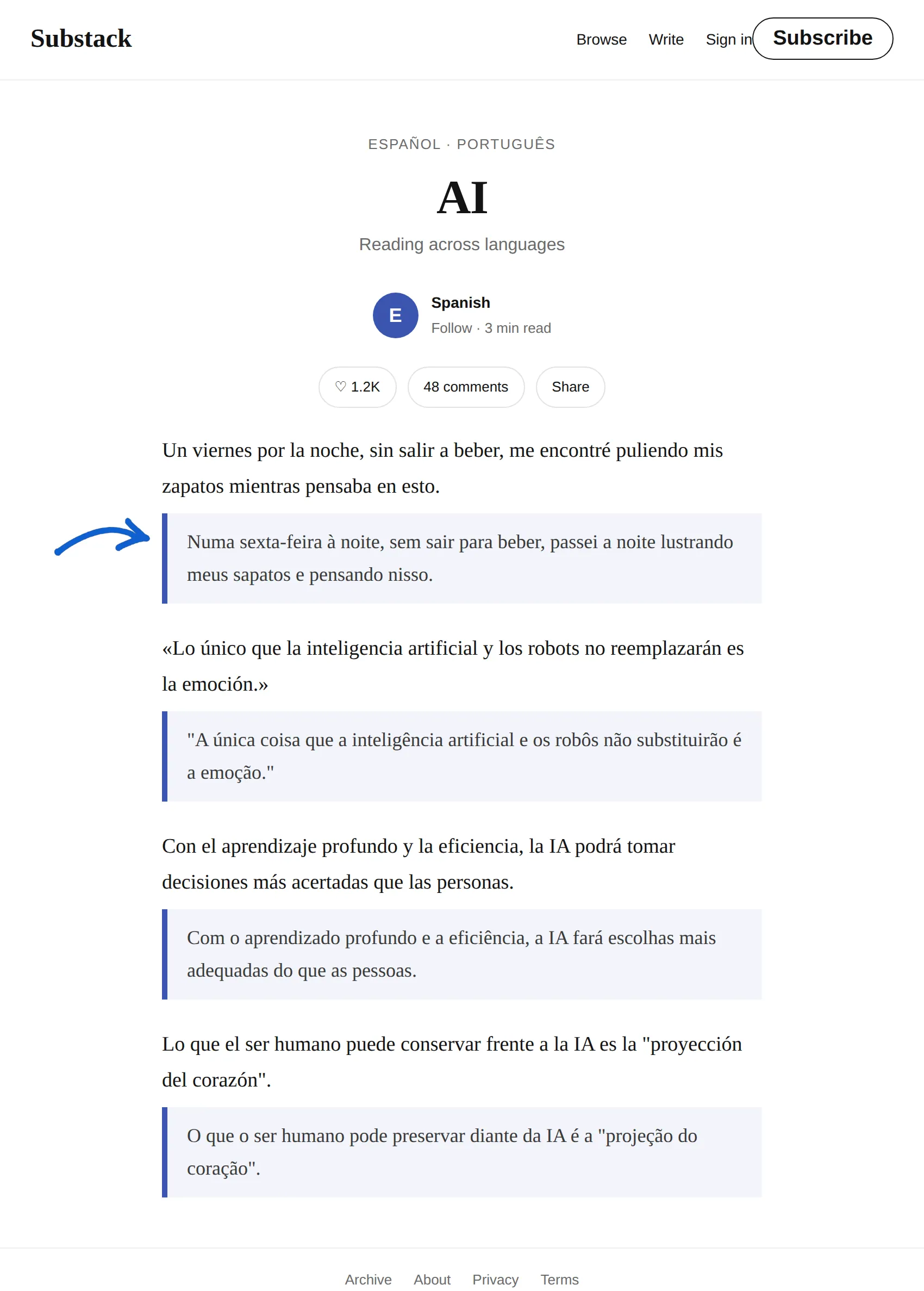 Spanish newsletter translated to Portuguese with BothLang