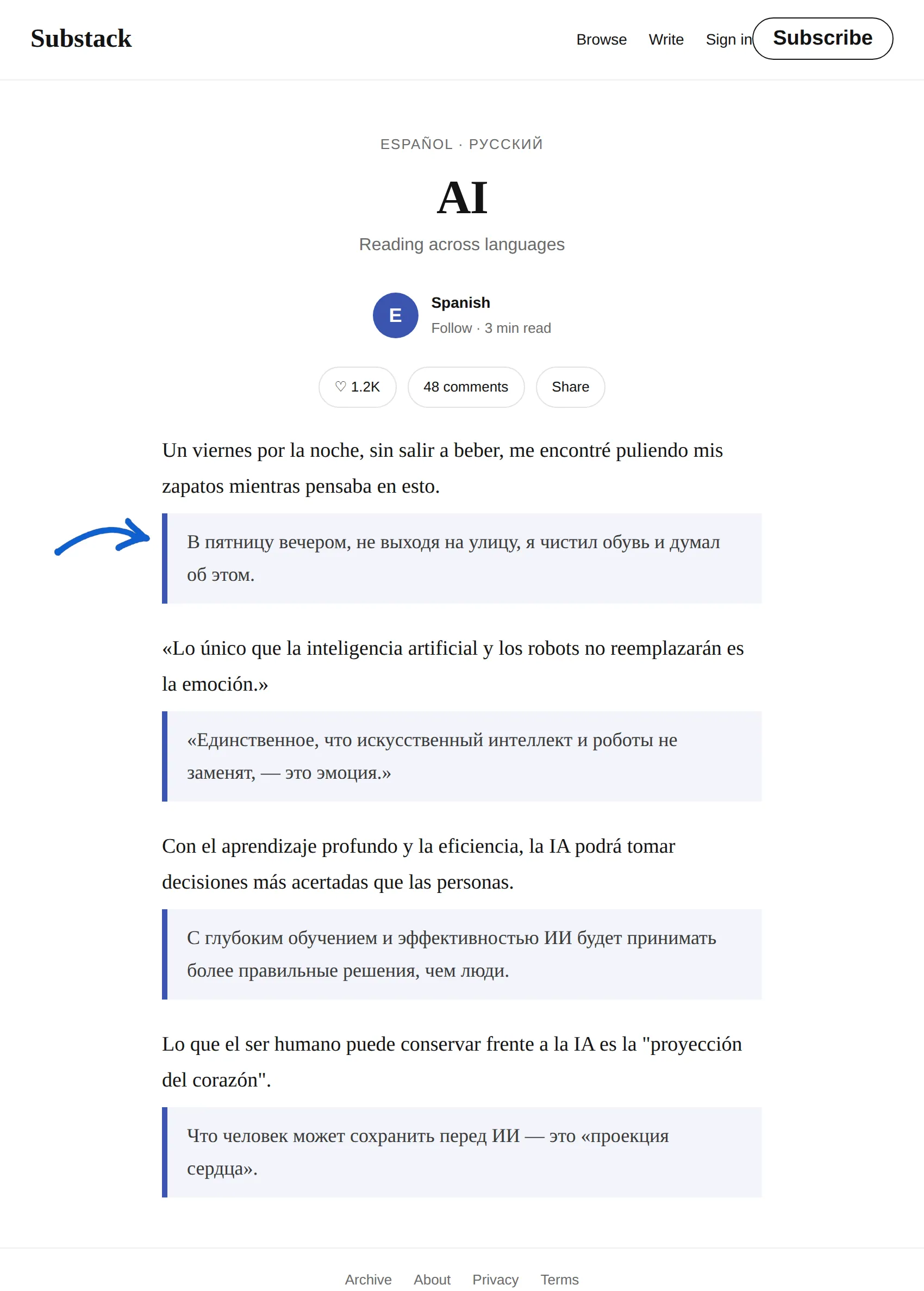 Spanish newsletter translated to Russian with BothLang