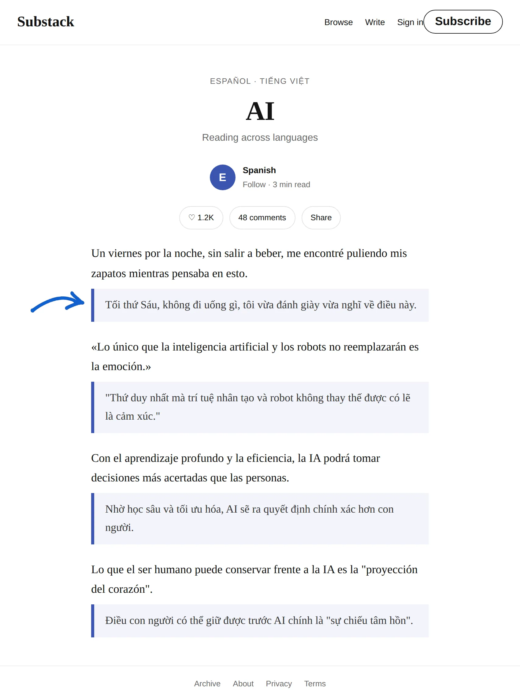 Spanish newsletter translated to Vietnamese with BothLang