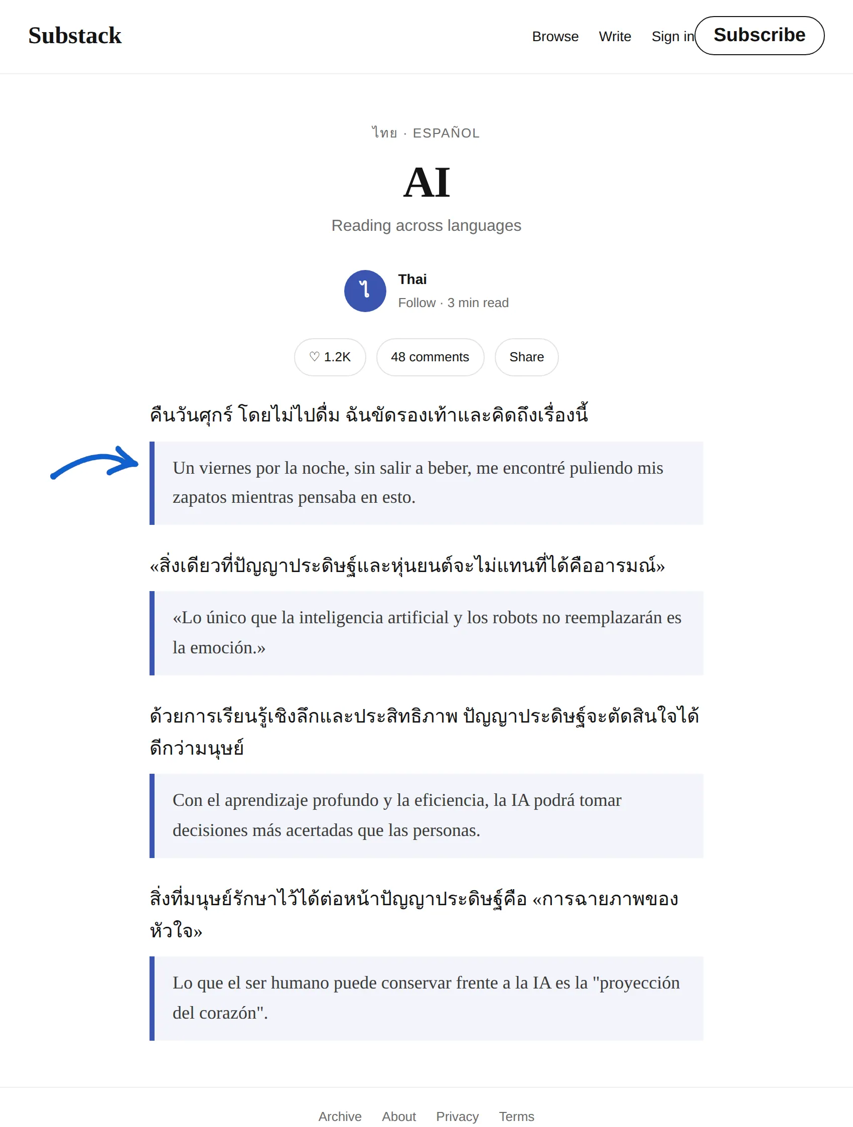 Thai newsletter translated to Spanish with BothLang