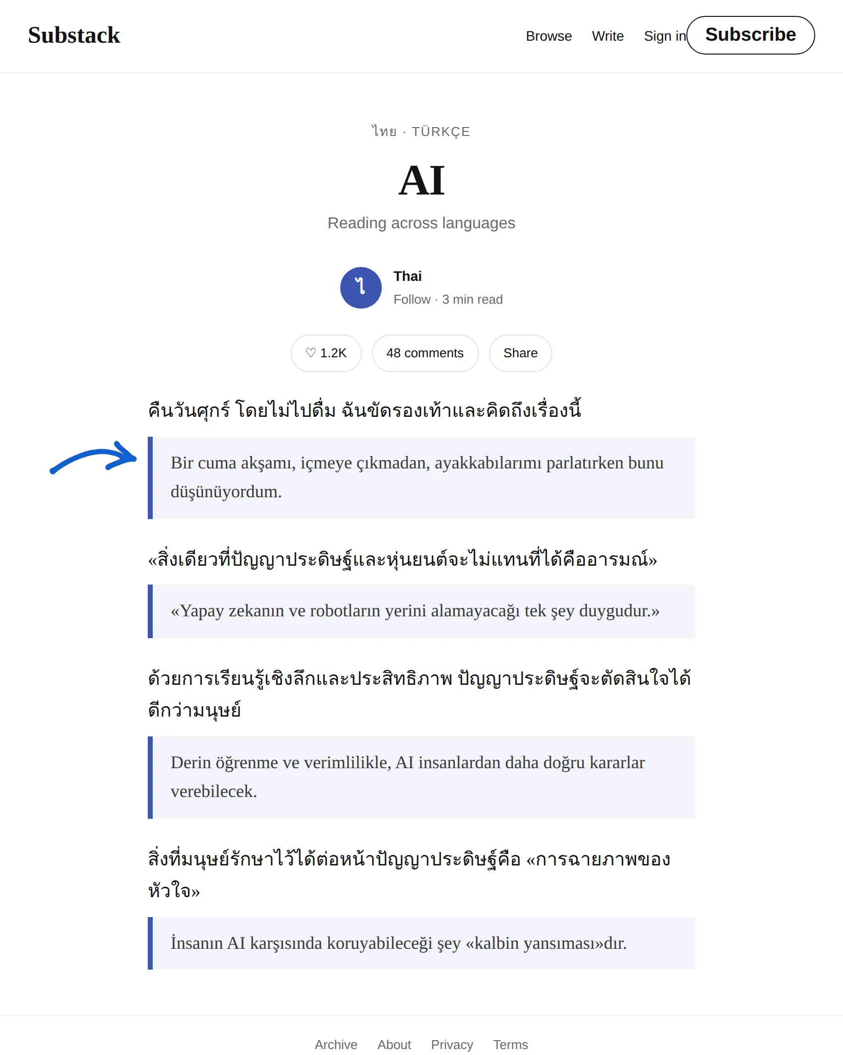 Thai newsletter translated to Turkish with BothLang
