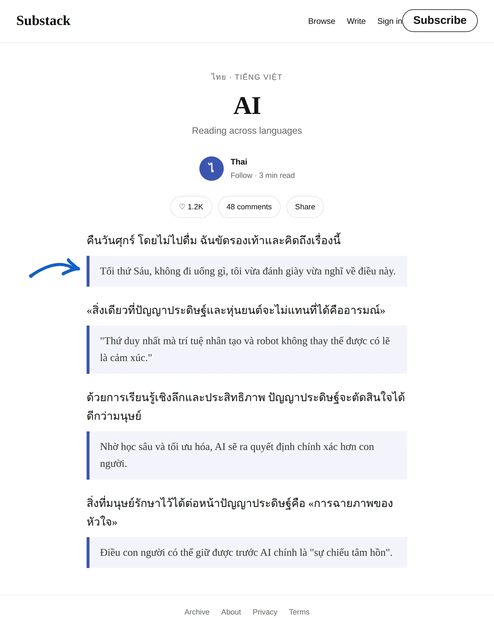 Thai newsletter translated to Vietnamese with BothLang