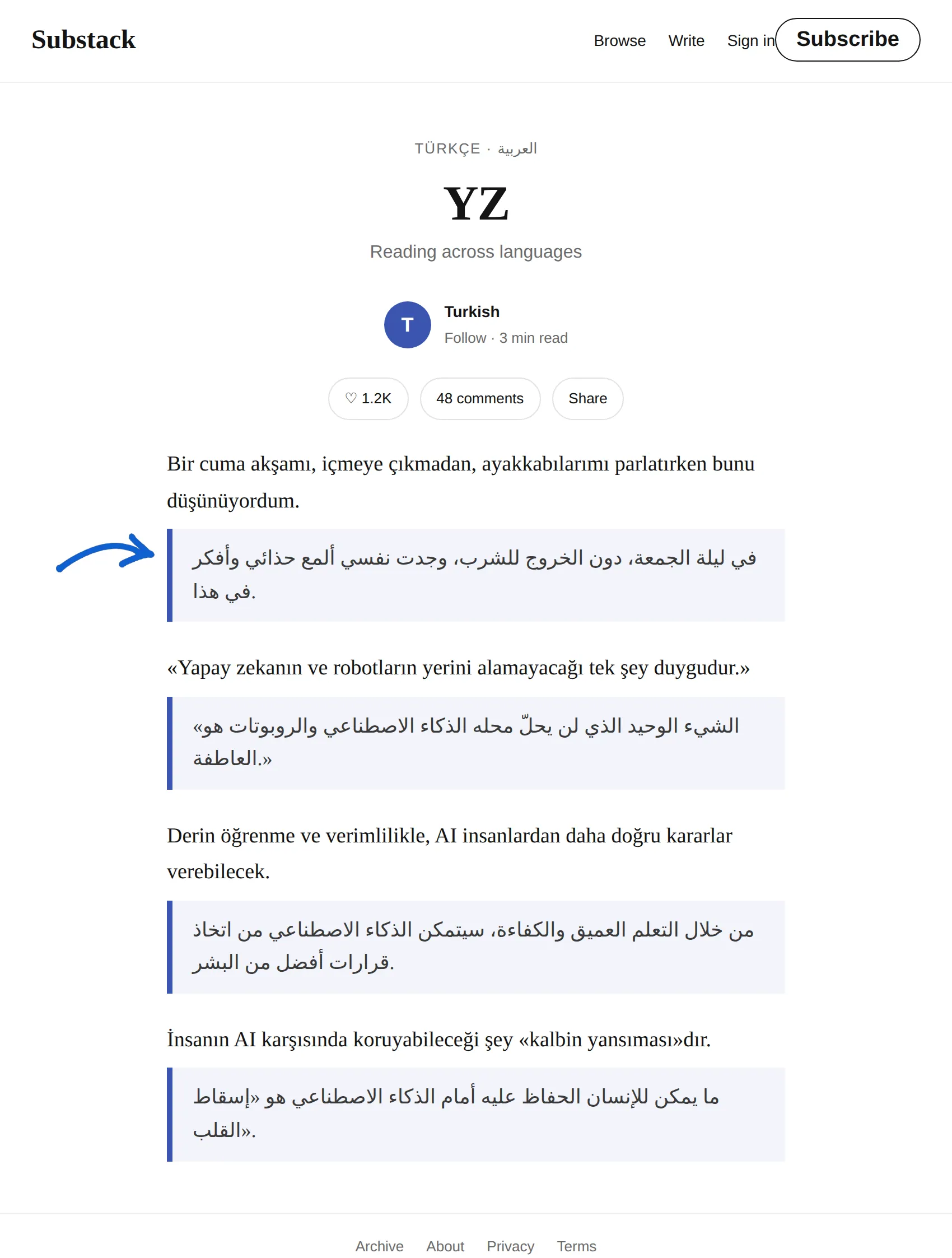 Turkish newsletter translated to Arabic with BothLang