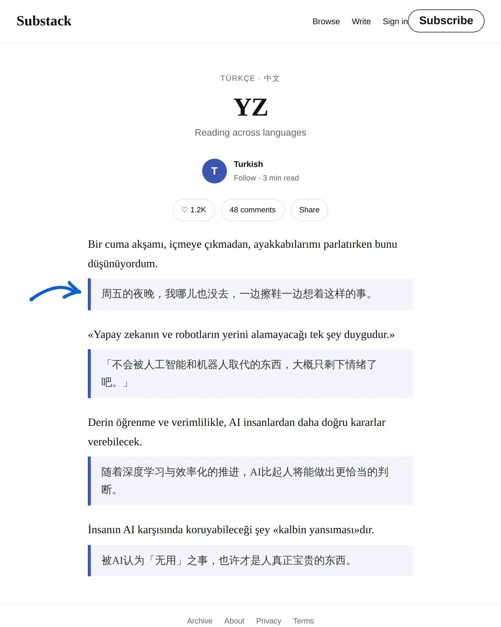 Turkish newsletter translated to Chinese with BothLang