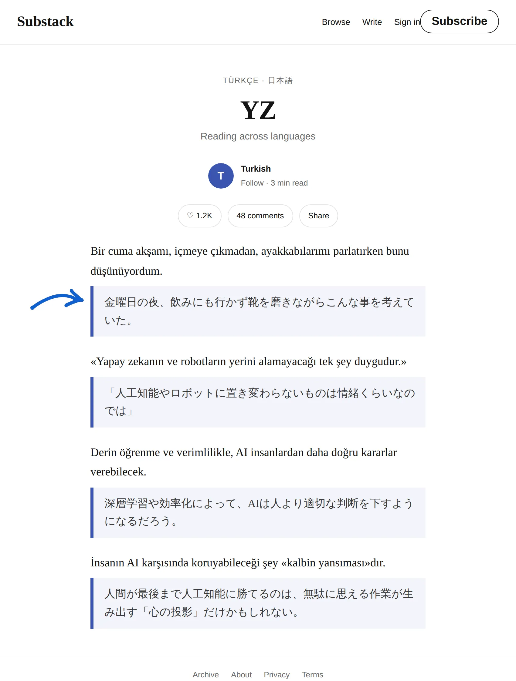 Turkish newsletter translated to Japanese with BothLang
