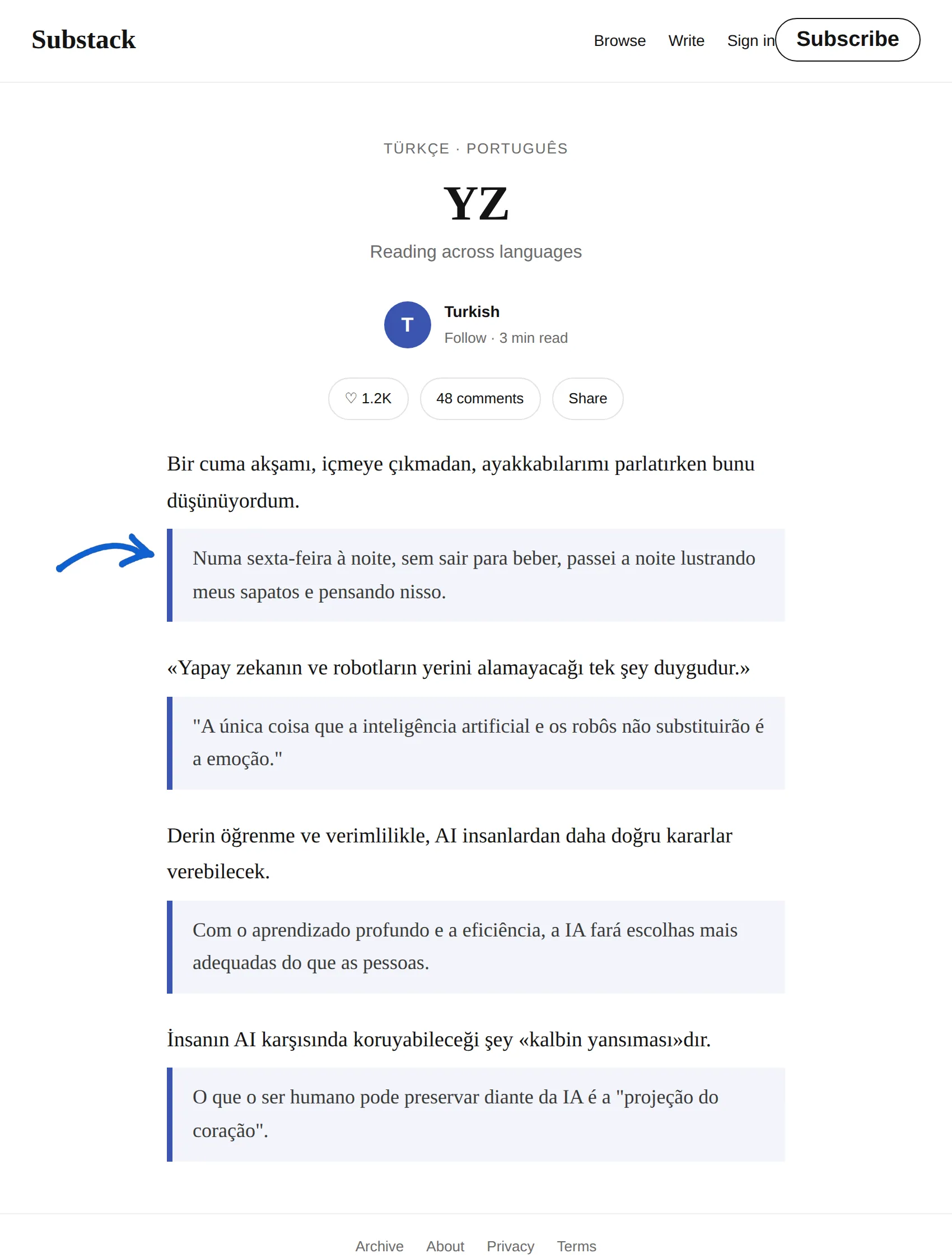 Turkish newsletter translated to Portuguese with BothLang