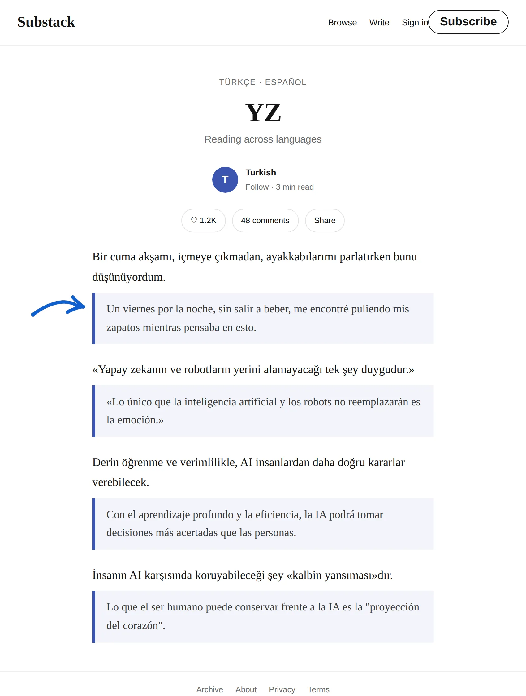 Turkish newsletter translated to Spanish with BothLang