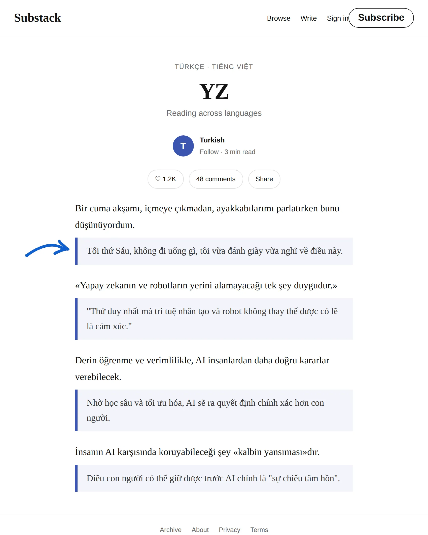 Turkish newsletter translated to Vietnamese with BothLang