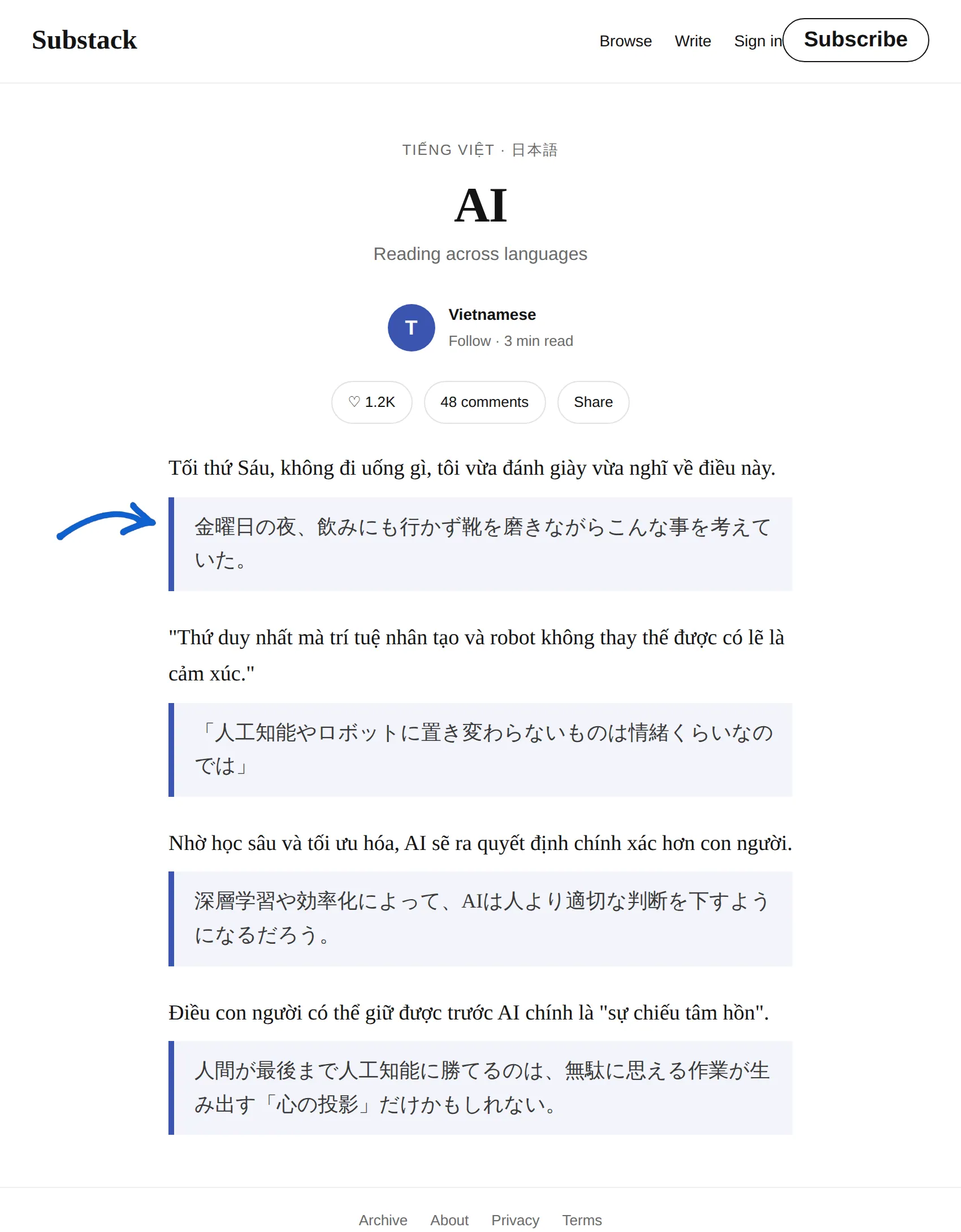 Vietnamese newsletter translated to Japanese with BothLang