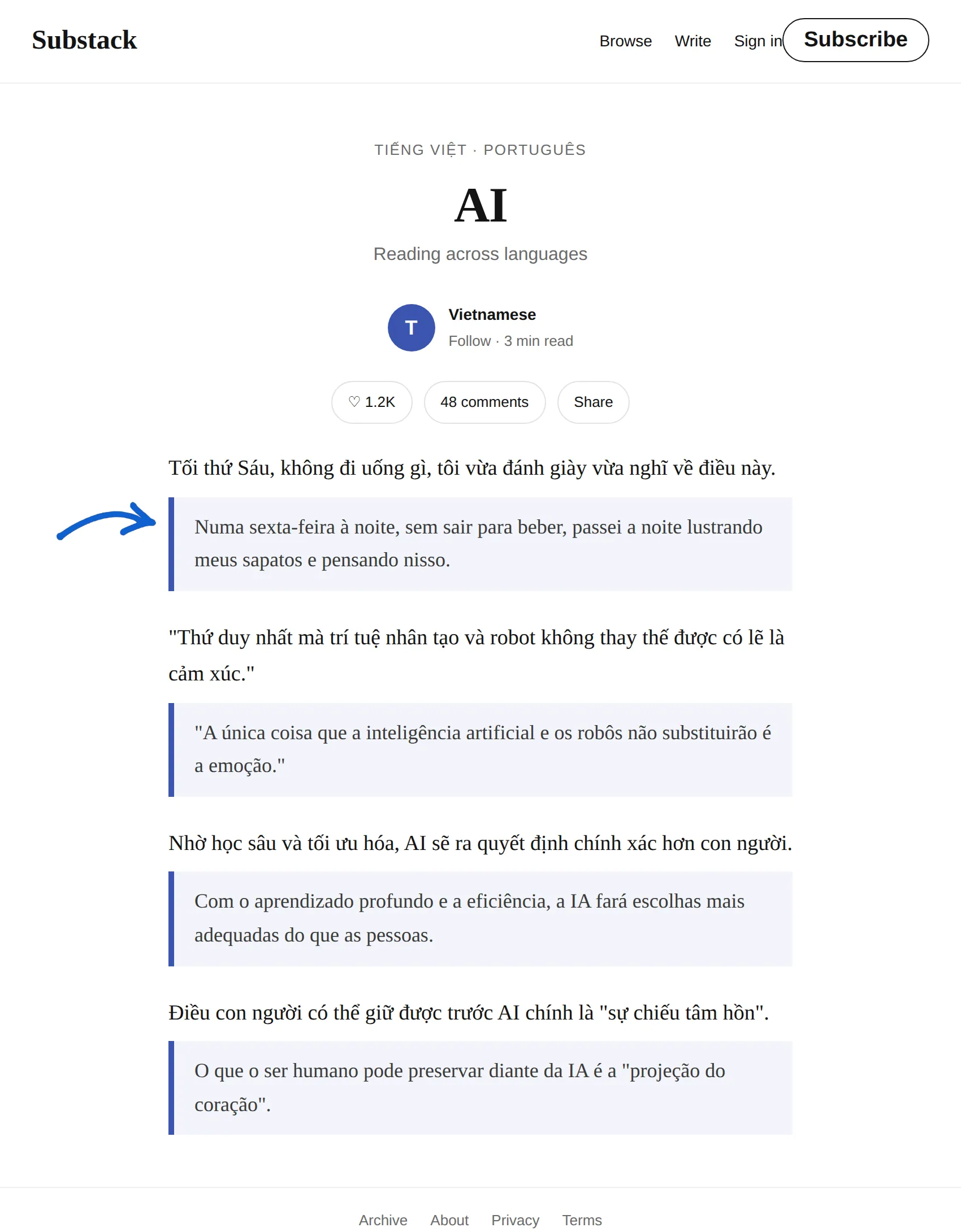 Vietnamese newsletter translated to Portuguese with BothLang