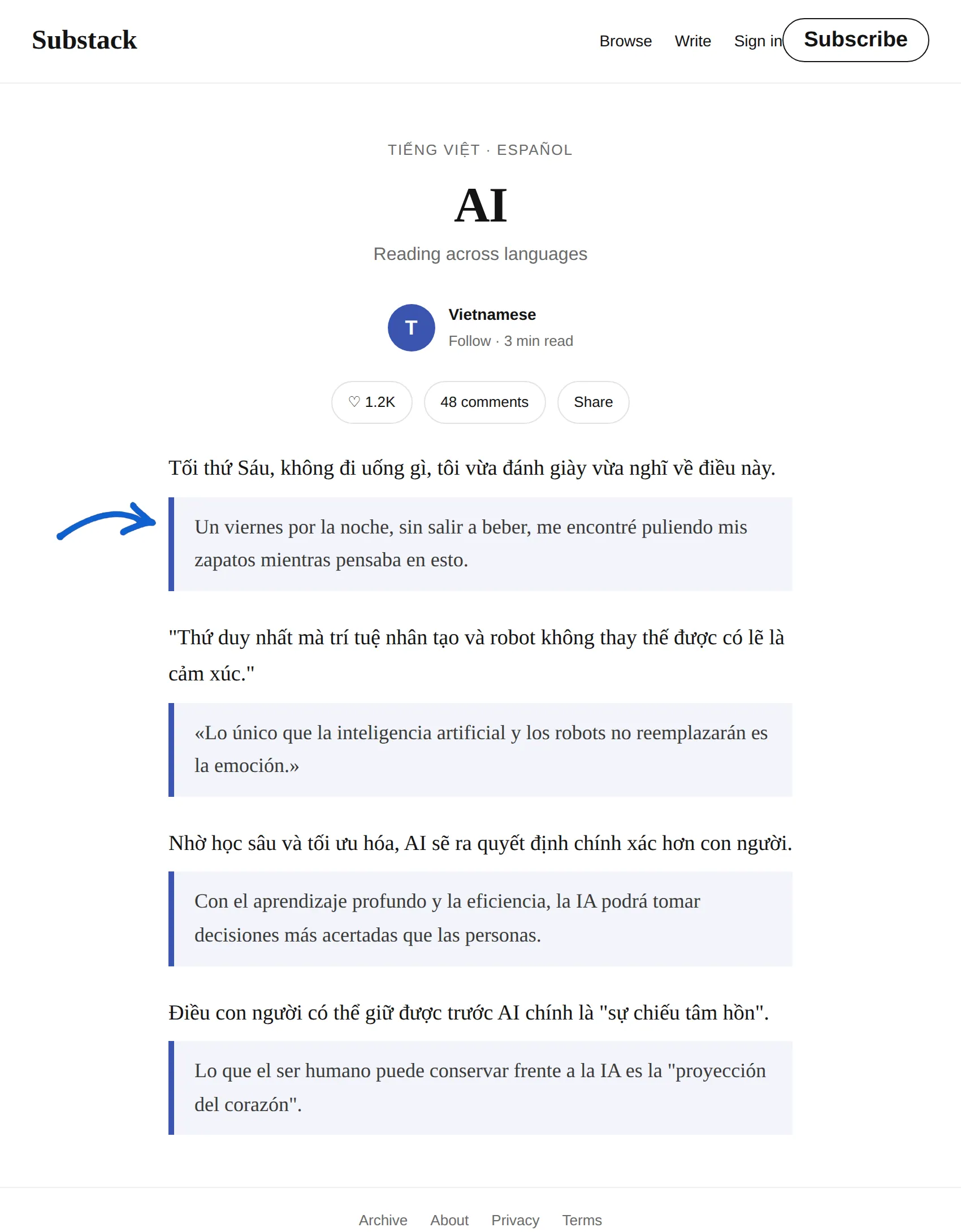 Vietnamese newsletter translated to Spanish with BothLang