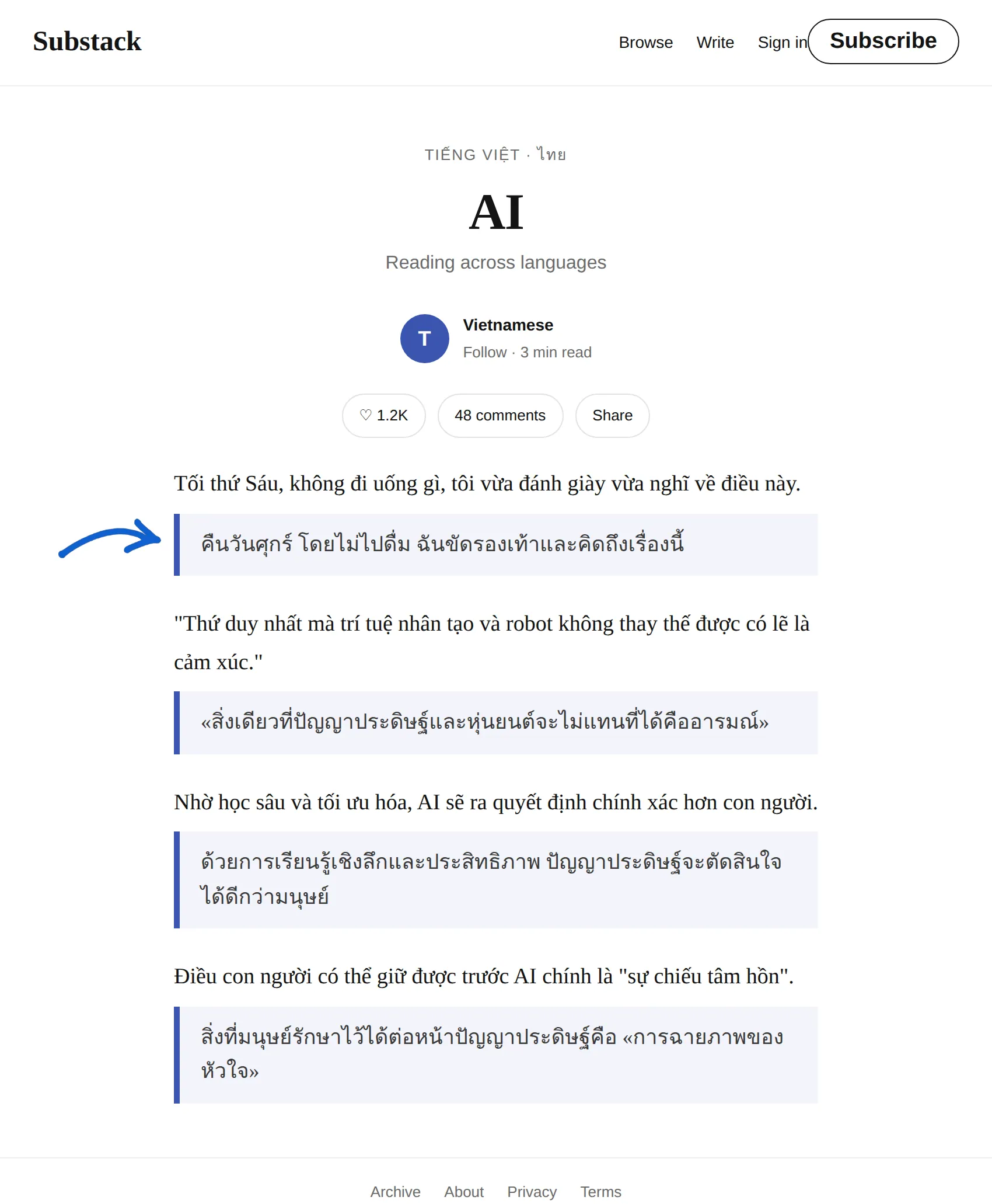 Vietnamese newsletter translated to Thai with BothLang
