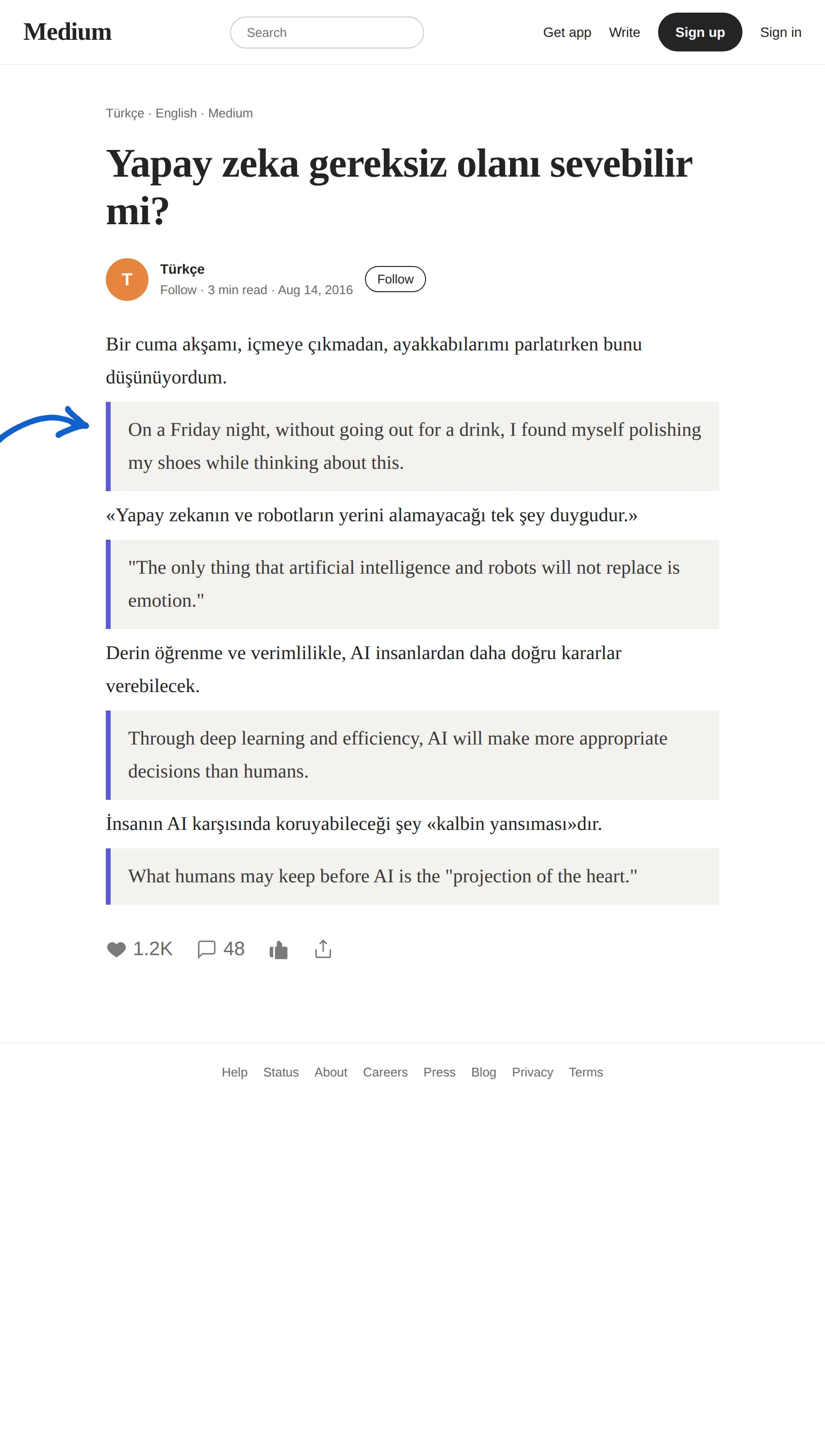 Turkish article translated to English with BothLang