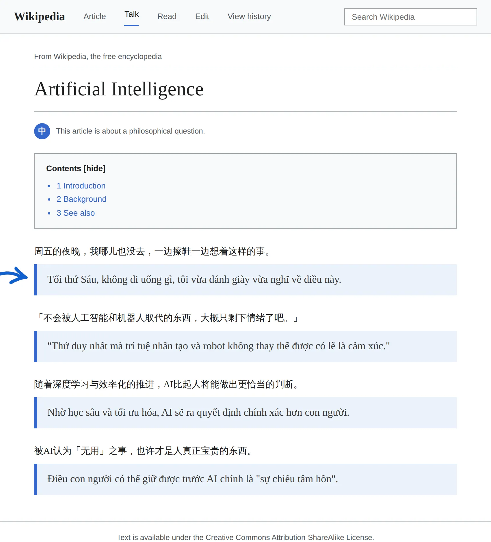 Chinese article translated to Vietnamese with BothLang