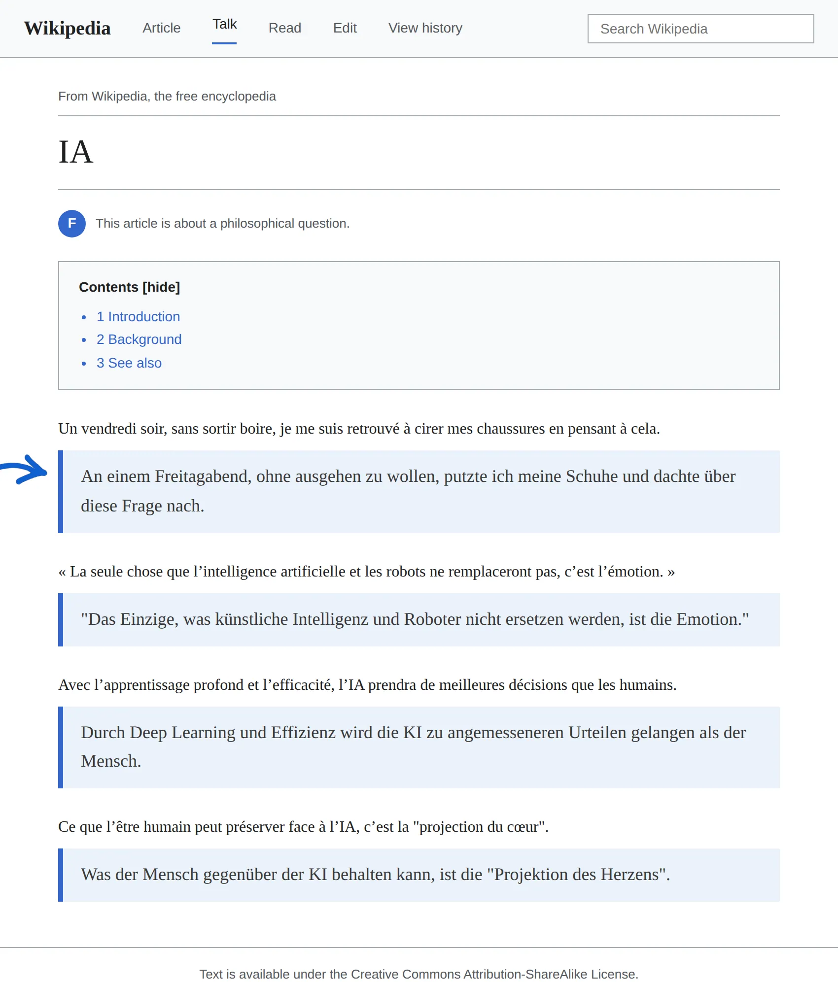 French article translated to German with BothLang