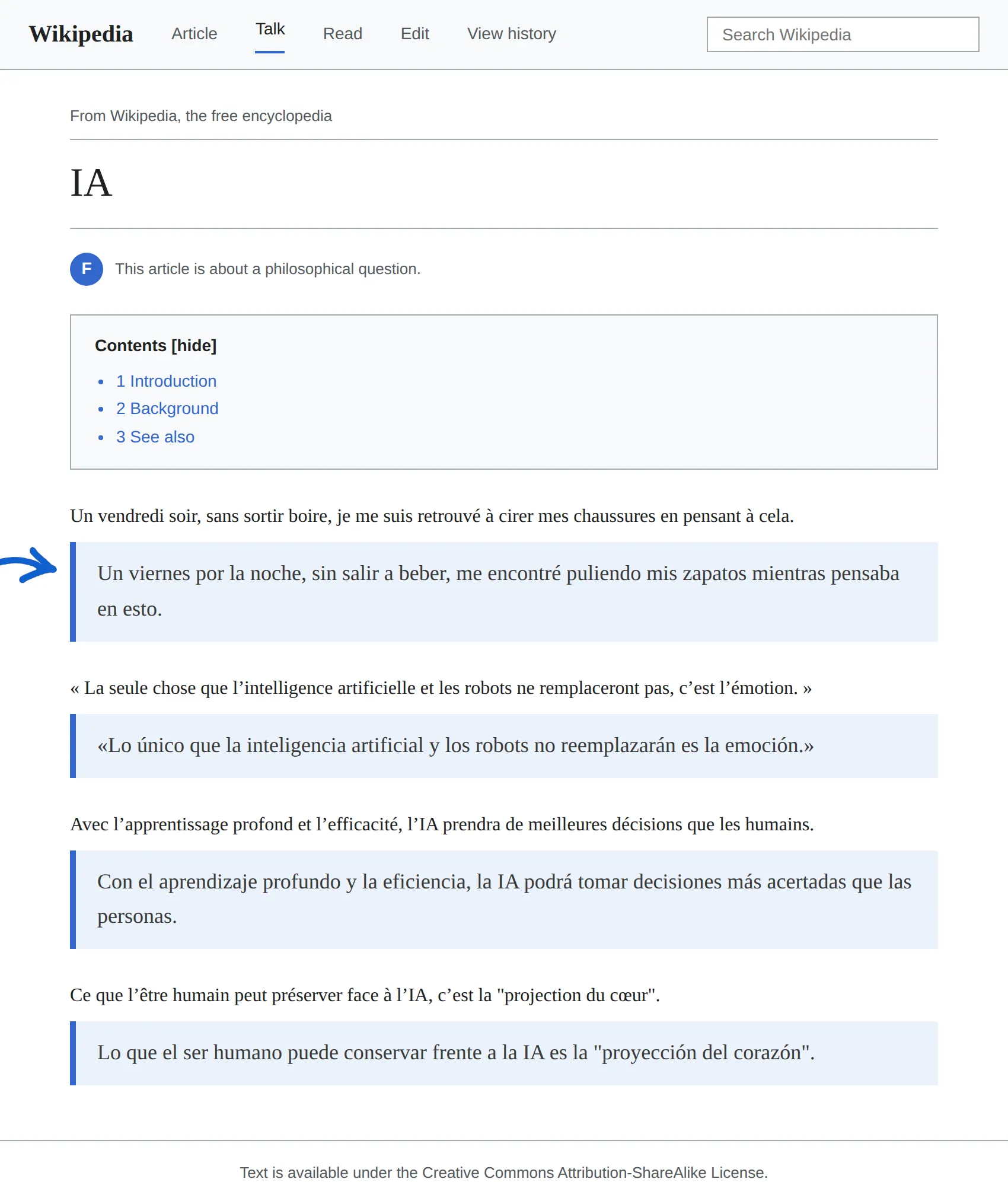 French article translated to Spanish with BothLang