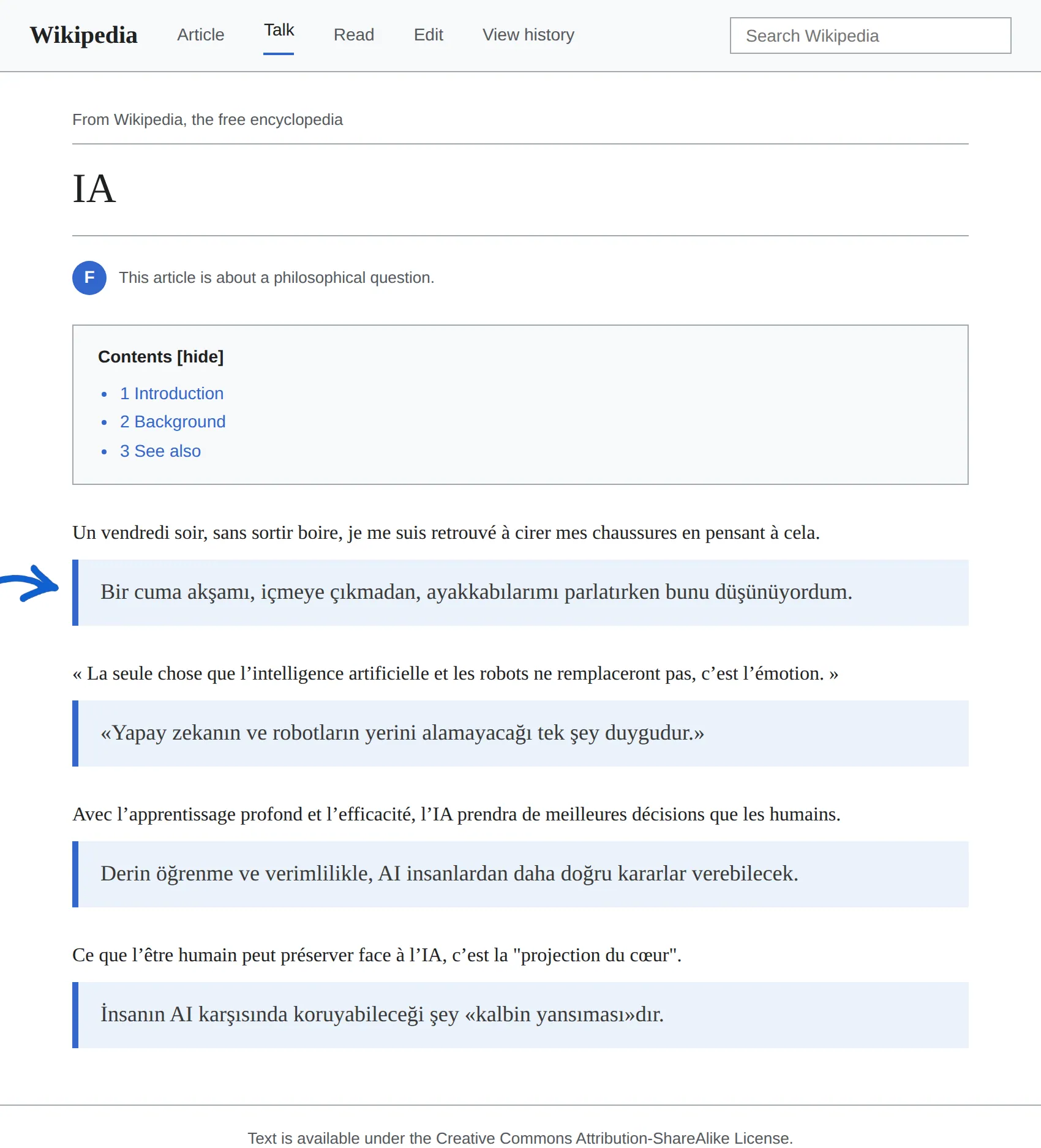 French article translated to Turkish with BothLang