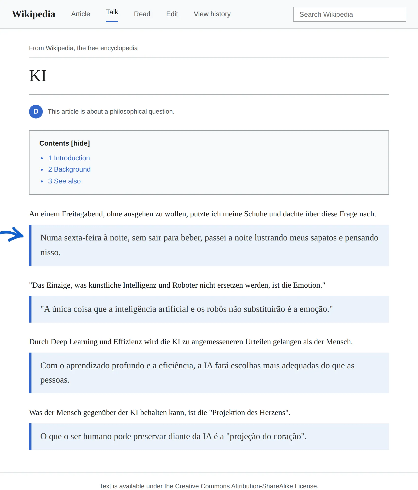 German article translated to Portuguese with BothLang