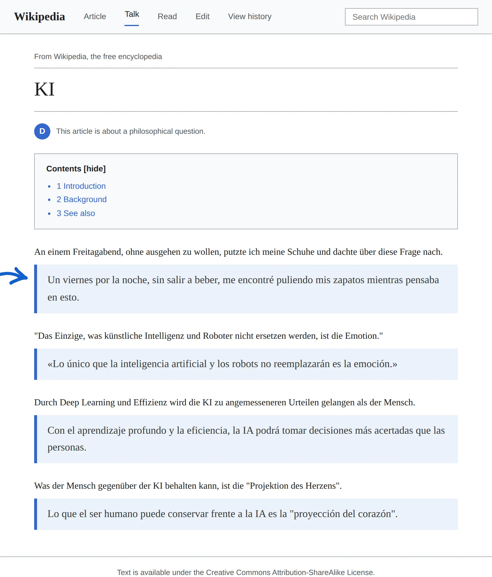 German article translated to Spanish with BothLang