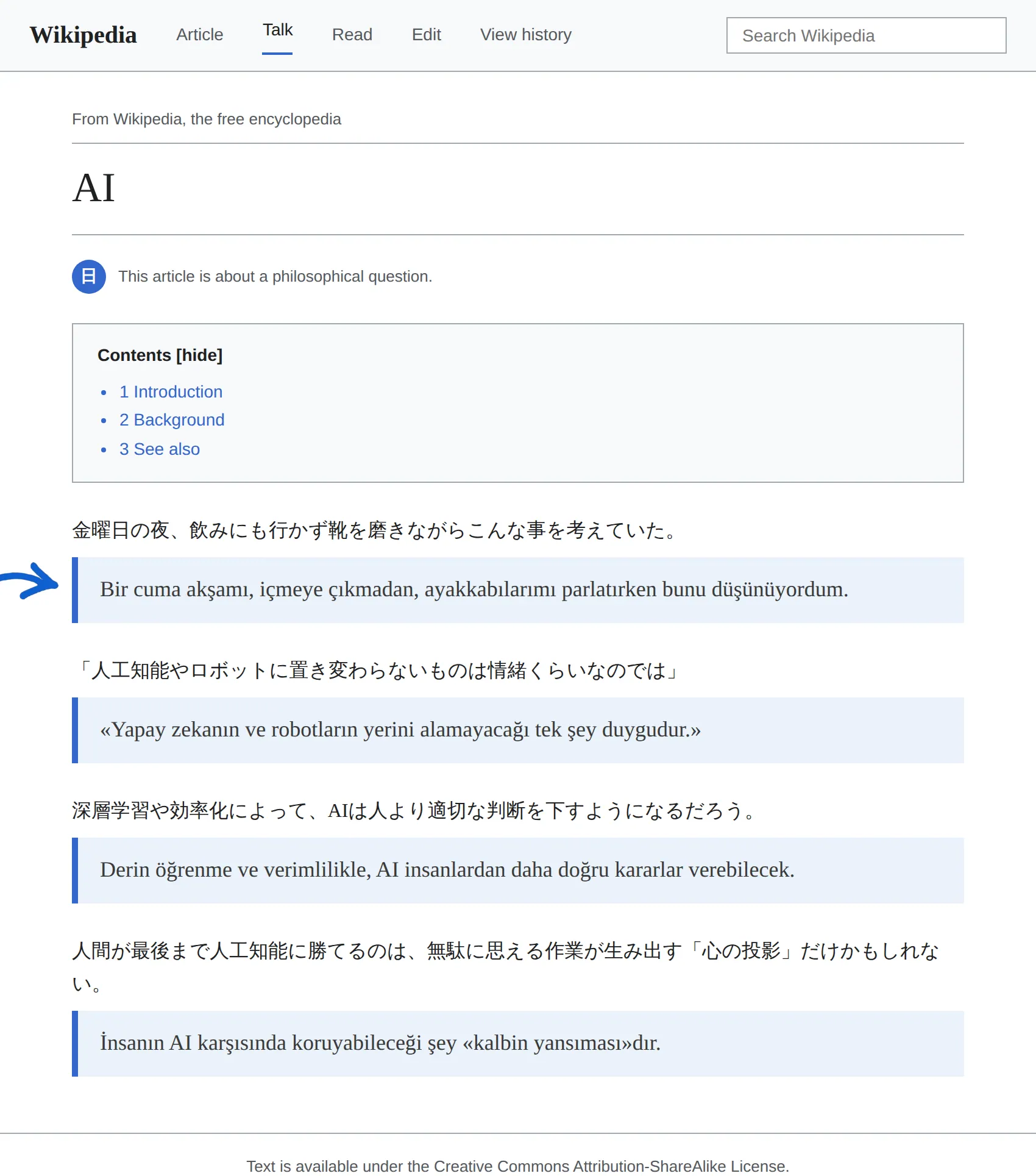 Japanese article translated to Turkish with BothLang