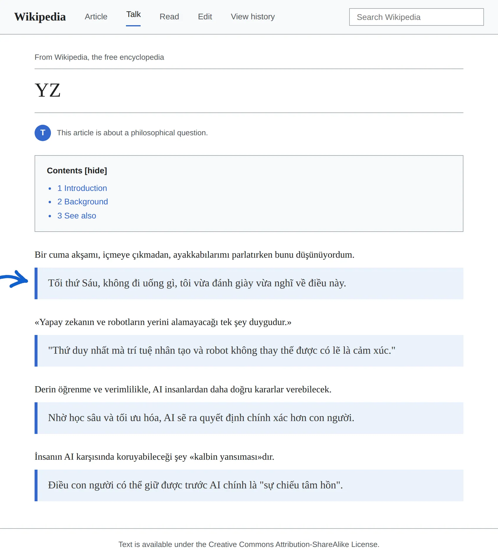 Turkish article translated to Vietnamese with BothLang