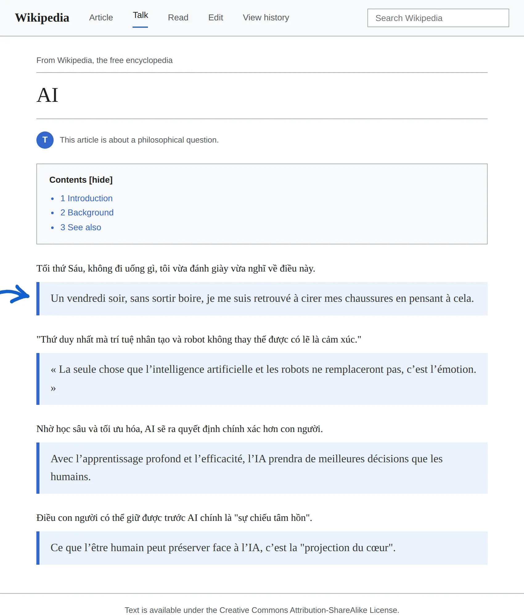 Vietnamese article translated to French with BothLang