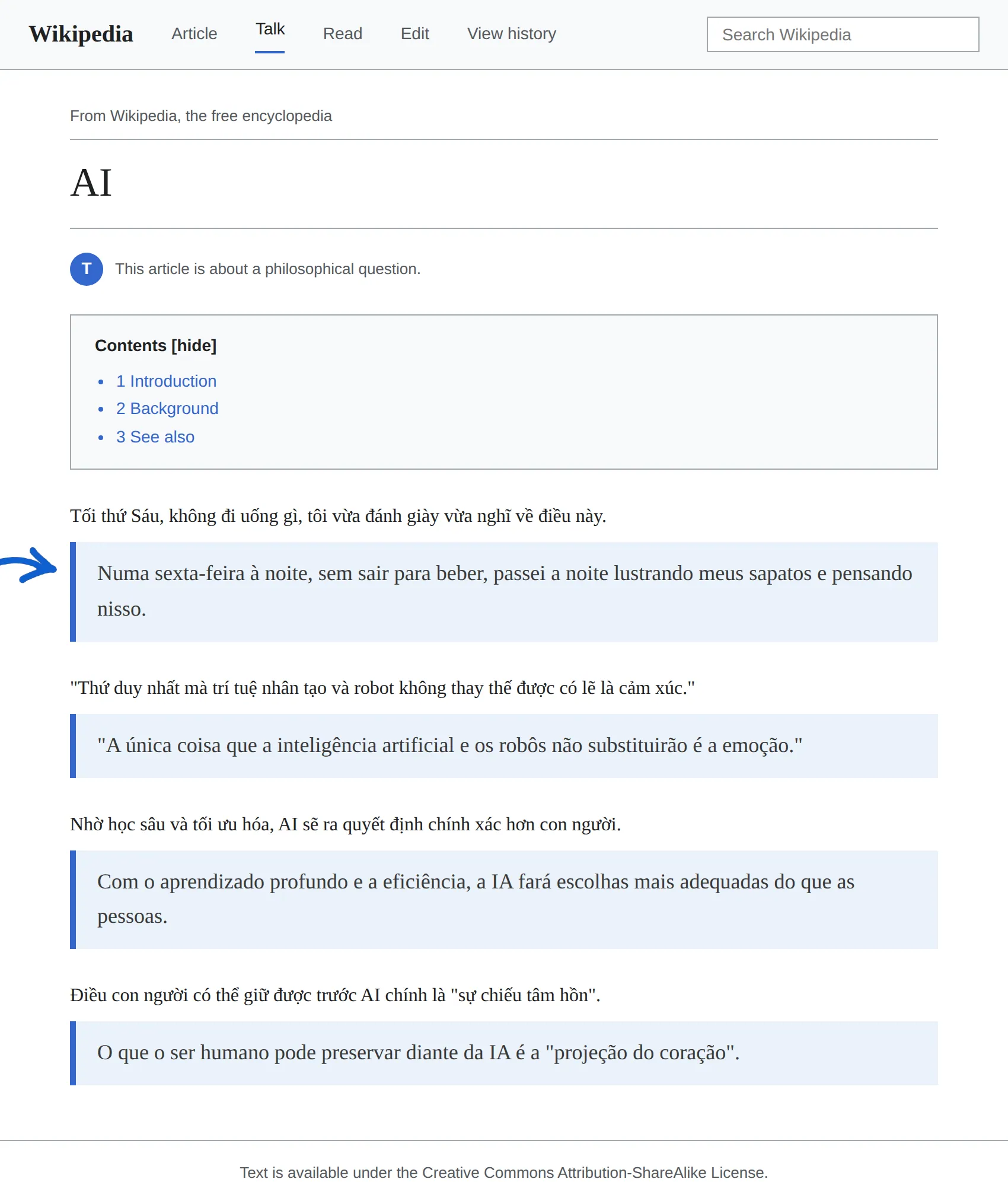 Vietnamese article translated to Portuguese with BothLang