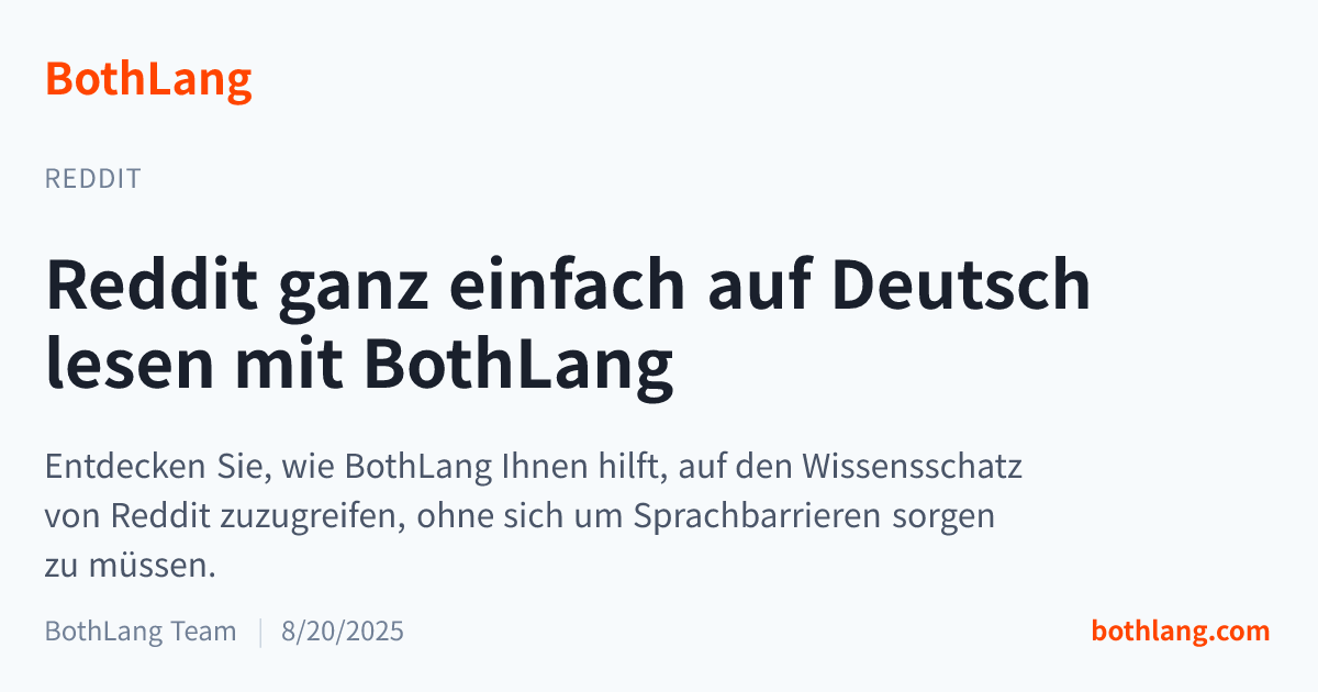 Reddit ganz einfach auf Deutsch lesen mit BothLang