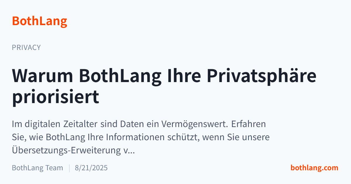 Warum BothLang Ihre Privatsphäre priorisiert