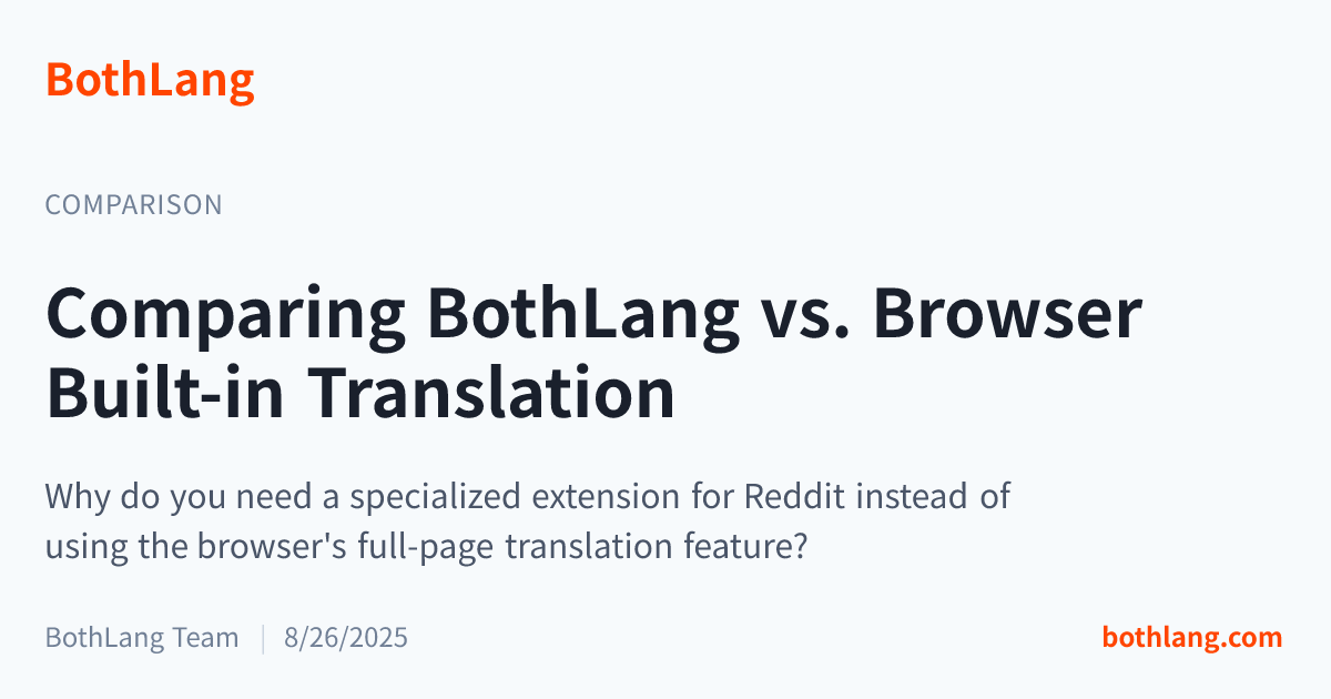 Comparing BothLang vs. Browser Built-in Translation