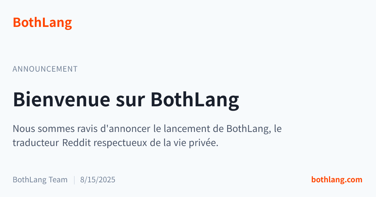 Bienvenue sur BothLang