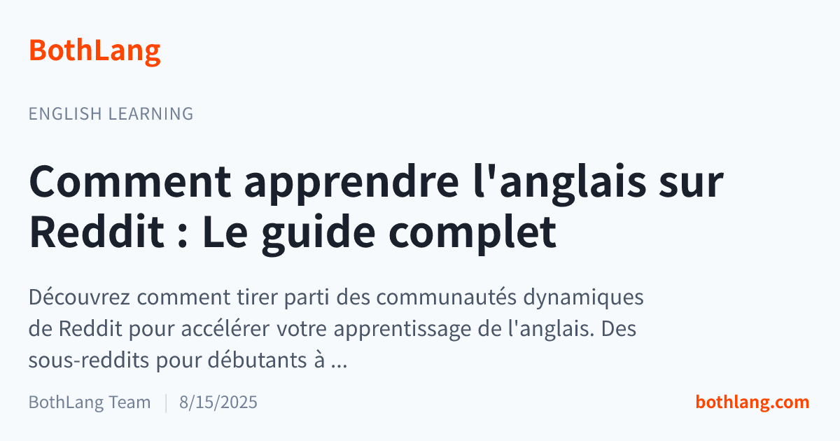 Comment apprendre l'anglais sur Reddit : Le guide complet