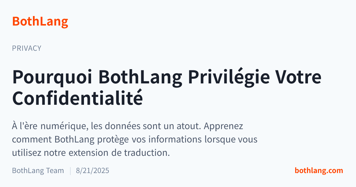 Pourquoi BothLang Privilégie Votre Confidentialité