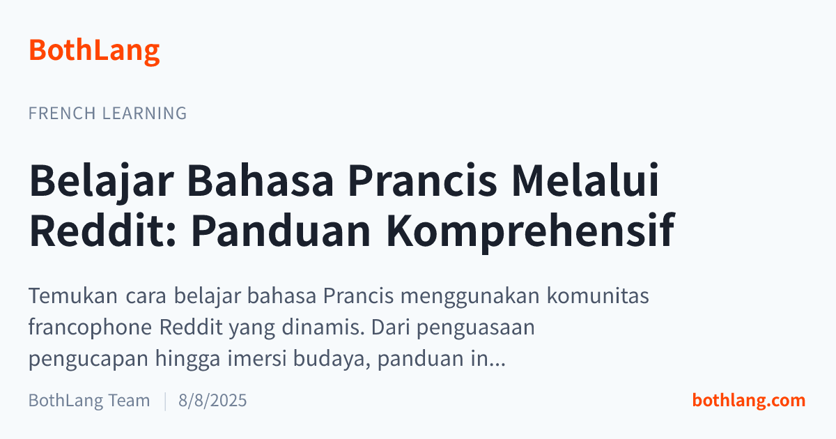 Belajar Bahasa Prancis Melalui Reddit: Panduan Komprehensif