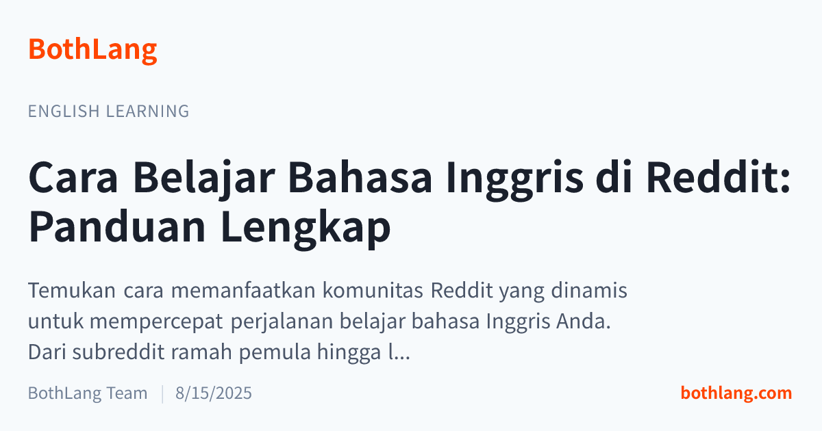 Cara Belajar Bahasa Inggris di Reddit: Panduan Lengkap