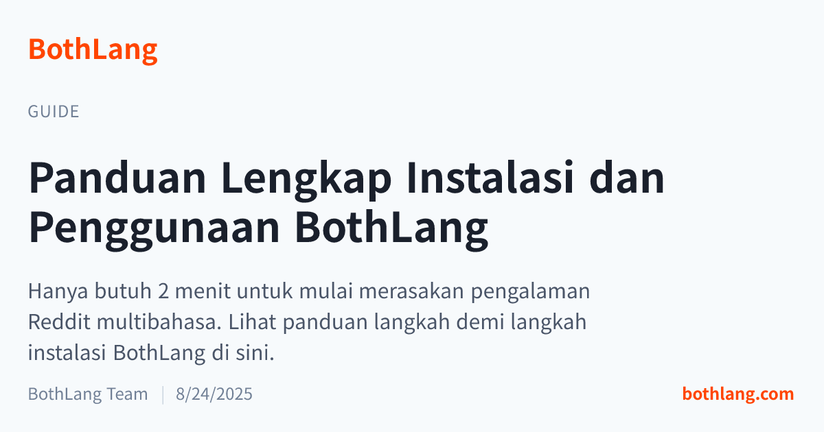 Panduan Lengkap Instalasi dan Penggunaan BothLang