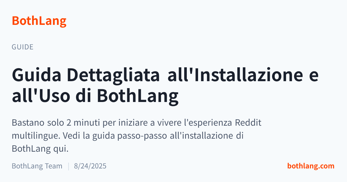 Guida Dettagliata all'Installazione e all'Uso di BothLang