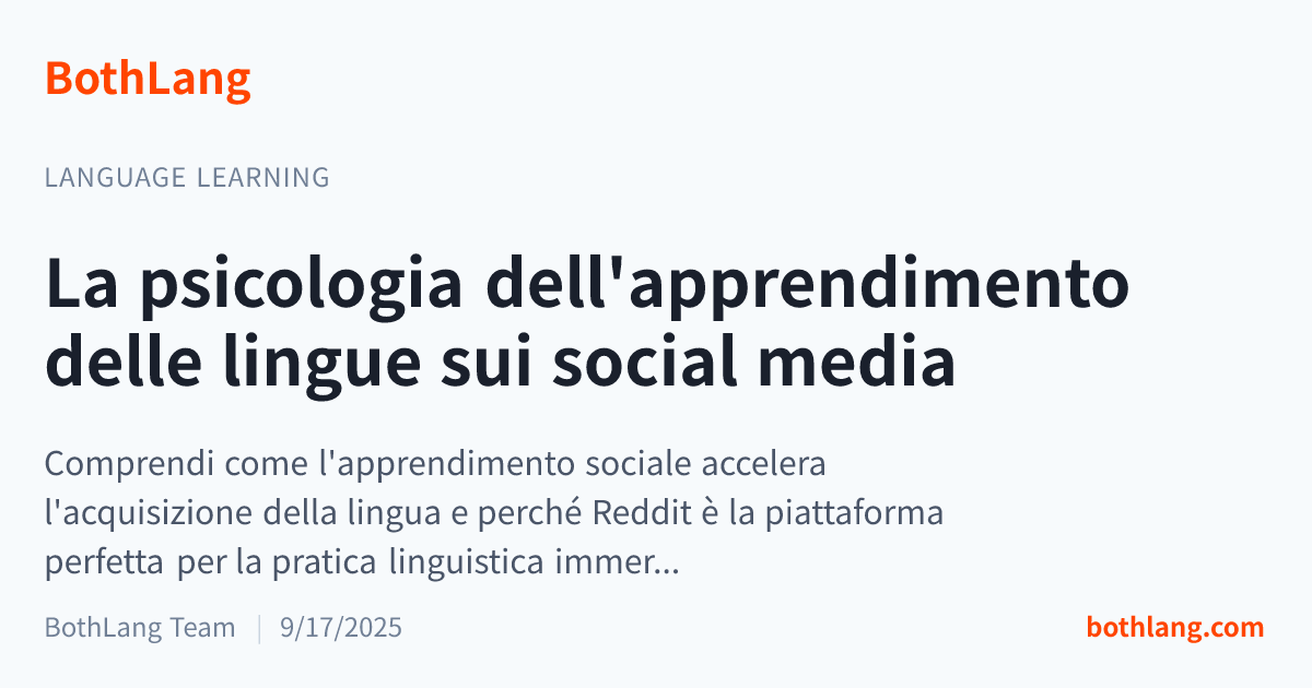 La psicologia dell'apprendimento delle lingue sui social media