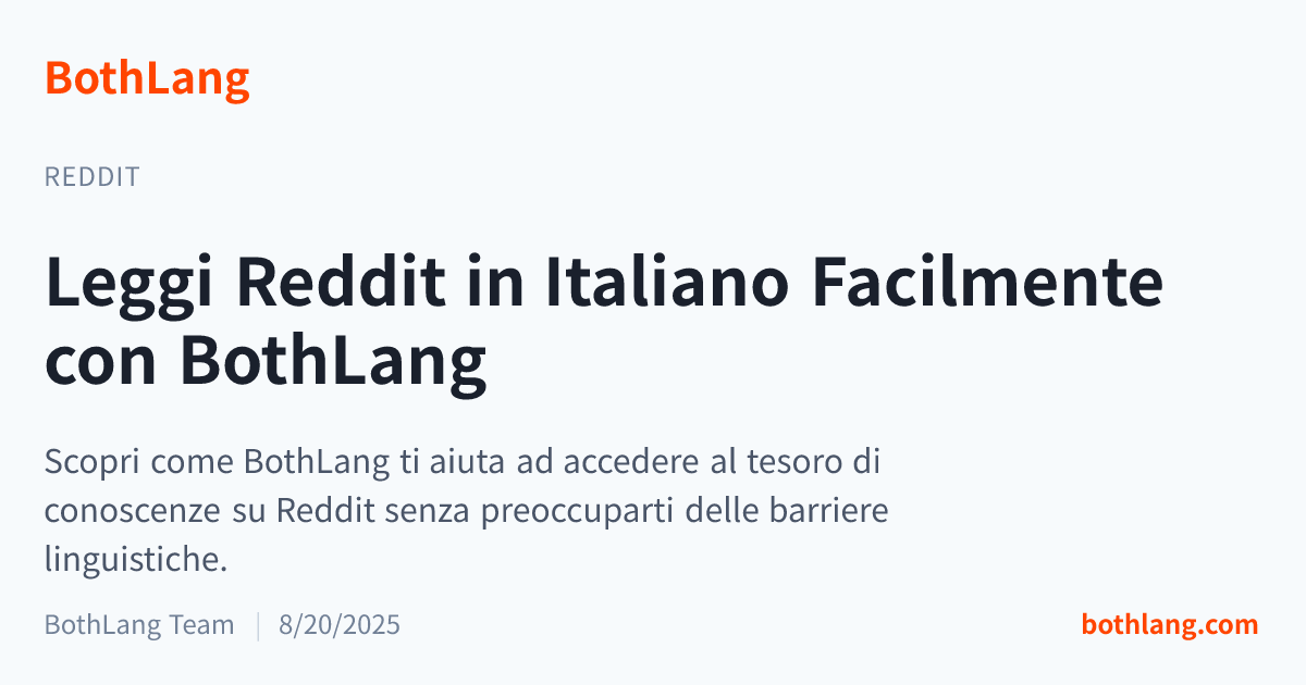 Leggi Reddit in Italiano Facilmente con BothLang