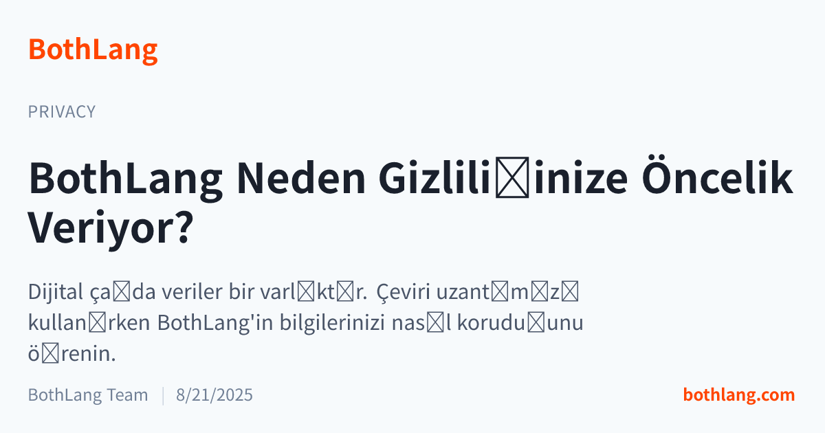 BothLang Neden Gizliliğinize Öncelik Veriyor?