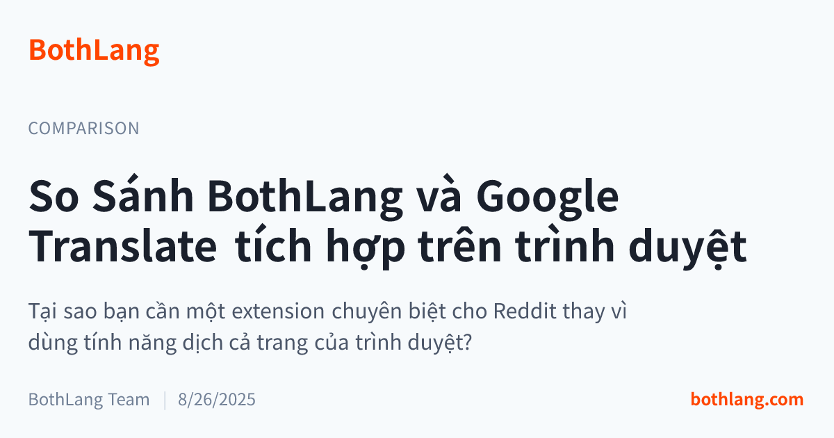 So Sánh BothLang và Google Translate tích hợp trên trình duyệt