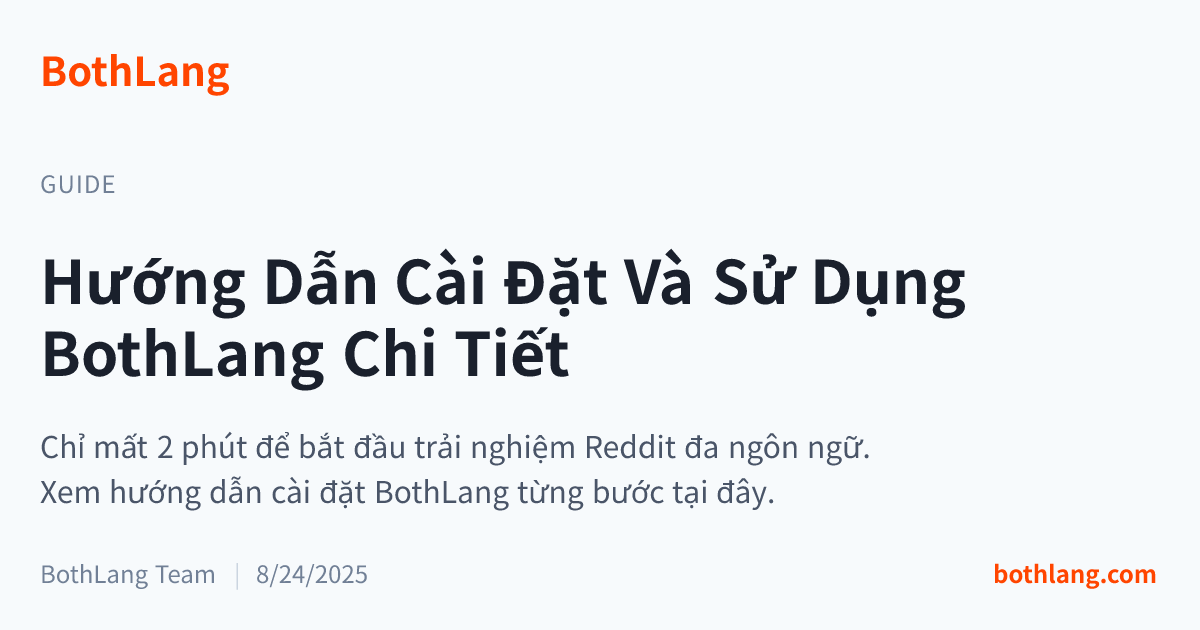 Hướng Dẫn Cài Đặt Và Sử Dụng BothLang Chi Tiết